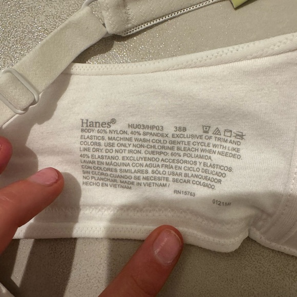 Hanes White Bra Size 38 B - Picture 3 of 7